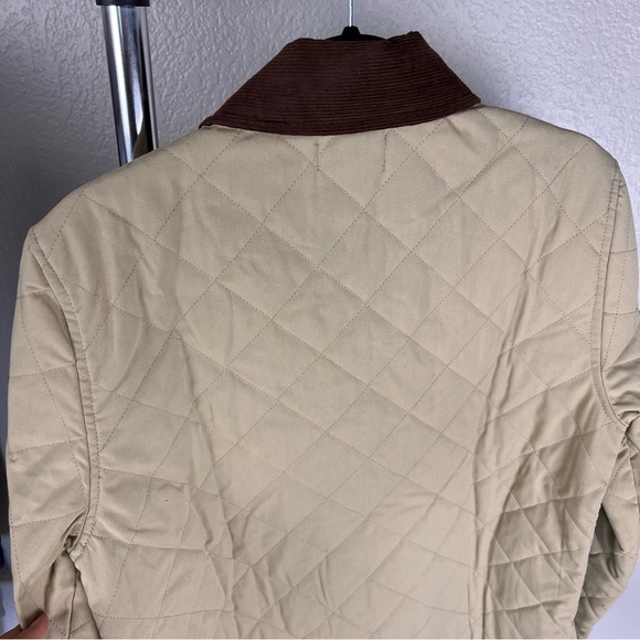 Designer inspired quilted HUNTING JACKET IN COTTON FABRIC DARK BEIGE - Picture 9 of 15